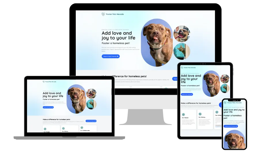Foster Pets Nevada website mockup